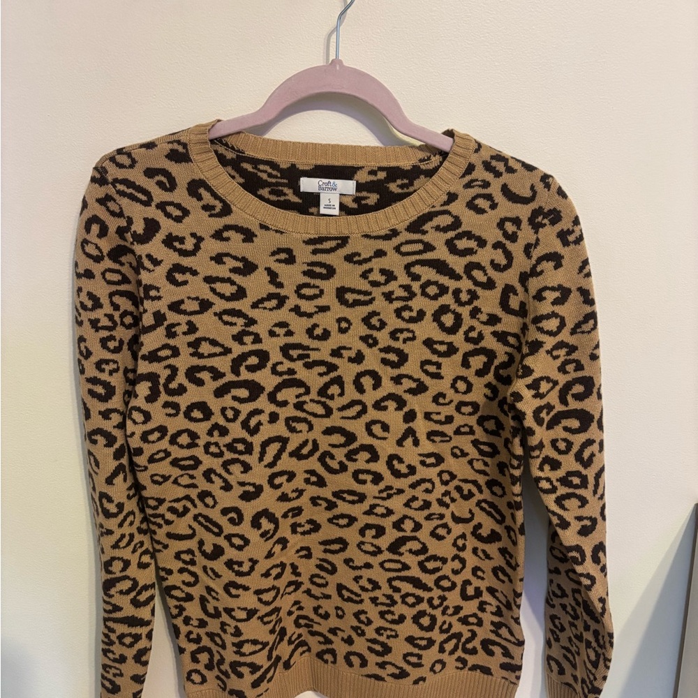 Croft & Barrow Leopard Print Sweater - Tan and Brown